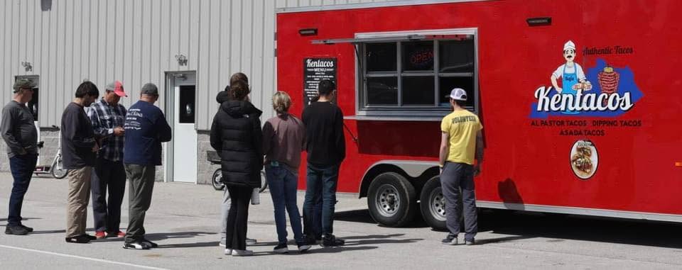 Customers at the Kentacos red food trailer
